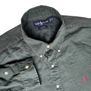 Ralph Lauren Button Down Shirt Men XXL 2XL Green Blake 100% Cotton Long Sleeve